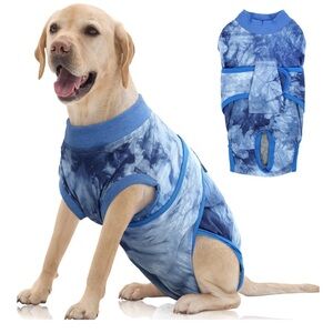 Stylish Blue Tie-Dye Dog Recovery suit 3XL cone alternative